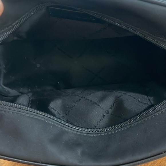 Michael Kors black white nylon camera crossbody bag webbing logo strap - Picture 14 of 17